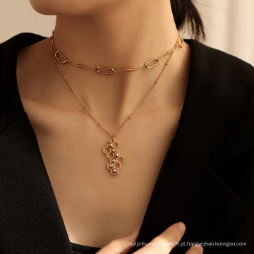 colares femininos com pingente de ouro, colares com charme multicamadas para senhora criativa